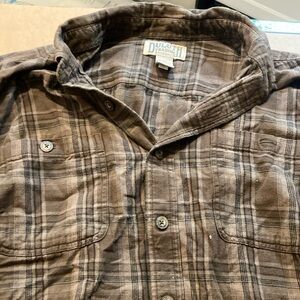 Duluth Trading Brown Plaid Shirt